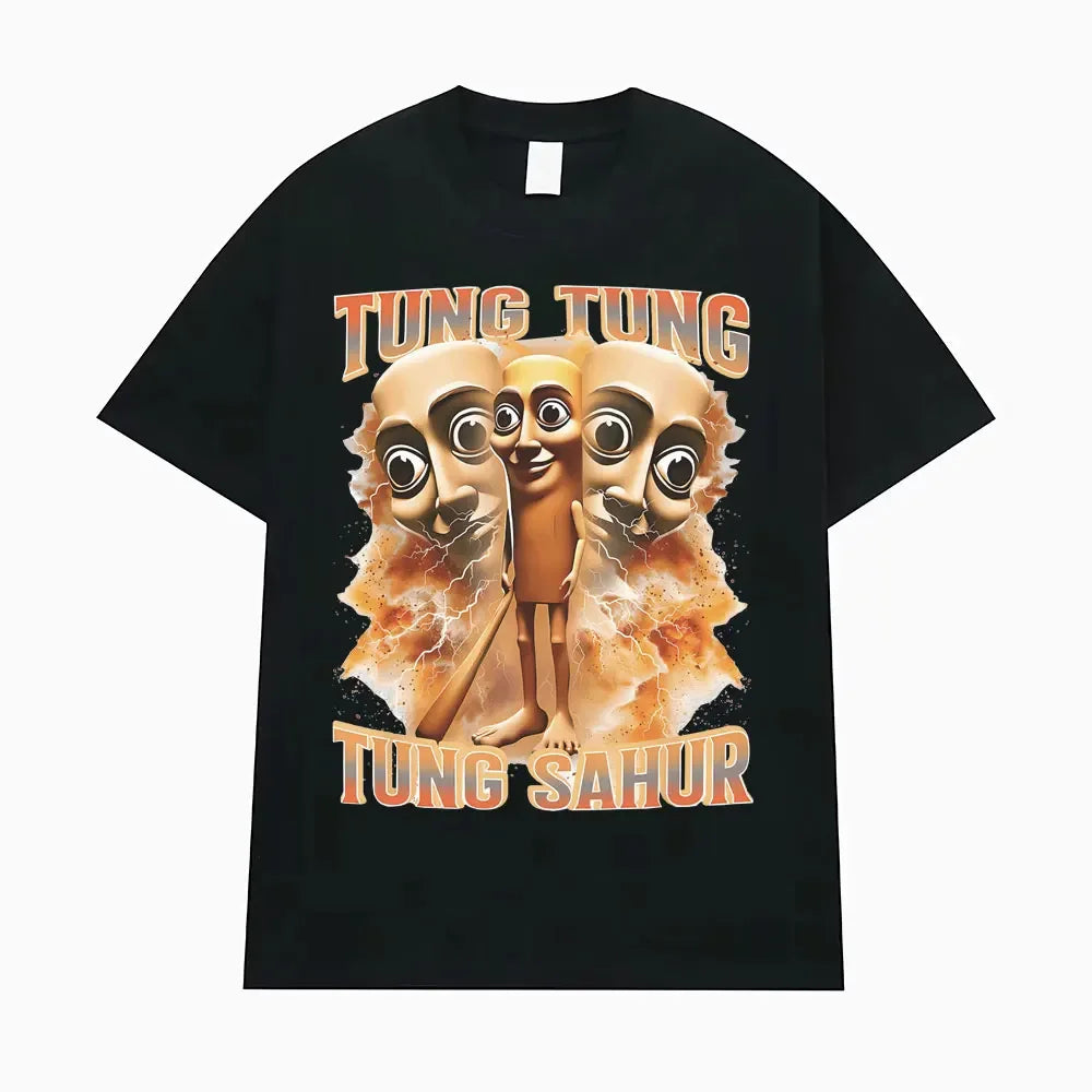 Tung Tung Sahur Fun Baseball Bat Stem 100% Cotton T-shirt Men's Clothing Fashion Humor Style T-shirt Summer Top T-shirt.