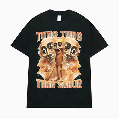 Tung Tung Sahur Fun Baseball Bat Stem 100% Cotton T-shirt Men's Clothing Fashion Humor Style T-shirt Summer Top T-shirt.