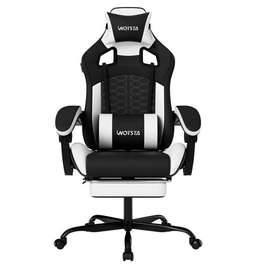 SUKIDA Ergonomischer Racing-Gaming-Stuhl, verstellbar, drehbar, mit Kopfstütze und Lordosenstütze für Büro und Gaming