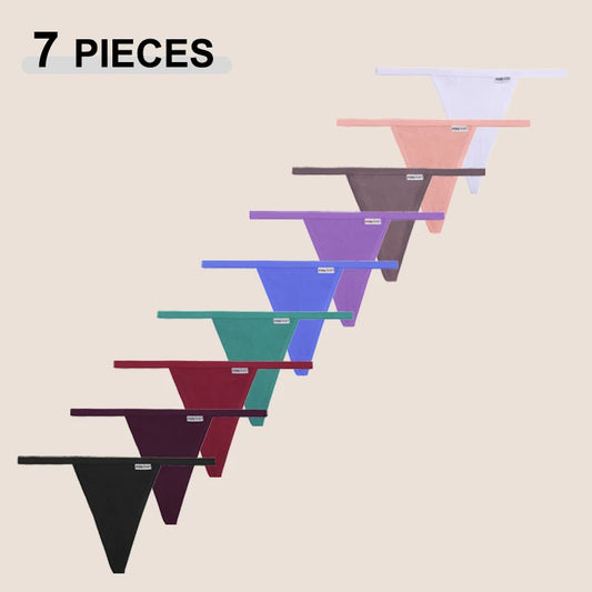 7Pcs/Set Women’s Sexy Panties Seamless Cotton Low Rise Thongs Fashion Solid Color Soft Breathable Underwear Female Cozy G-string.