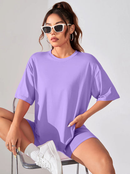 Solid Color Short Sleeve Women Fitness Cotton Soft Tshirts Breathable Comfortable Clothes Basic All Match Loose Tee Shirt Female.