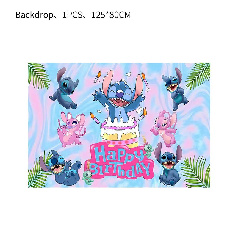 Disney Stich Geburtstag Dekorationen Einweg Geschirr Teller Serviette Stroh Tischdecke Folie Ballon Party Liefert Kinder Geschenke