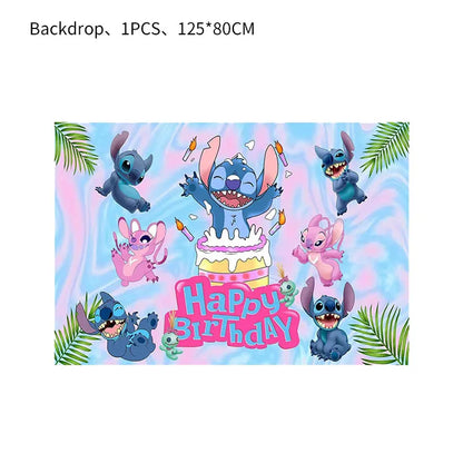 Disney Stich Geburtstag Dekorationen Einweg Geschirr Teller Serviette Stroh Tischdecke Folie Ballon Party Liefert Kinder Geschenke