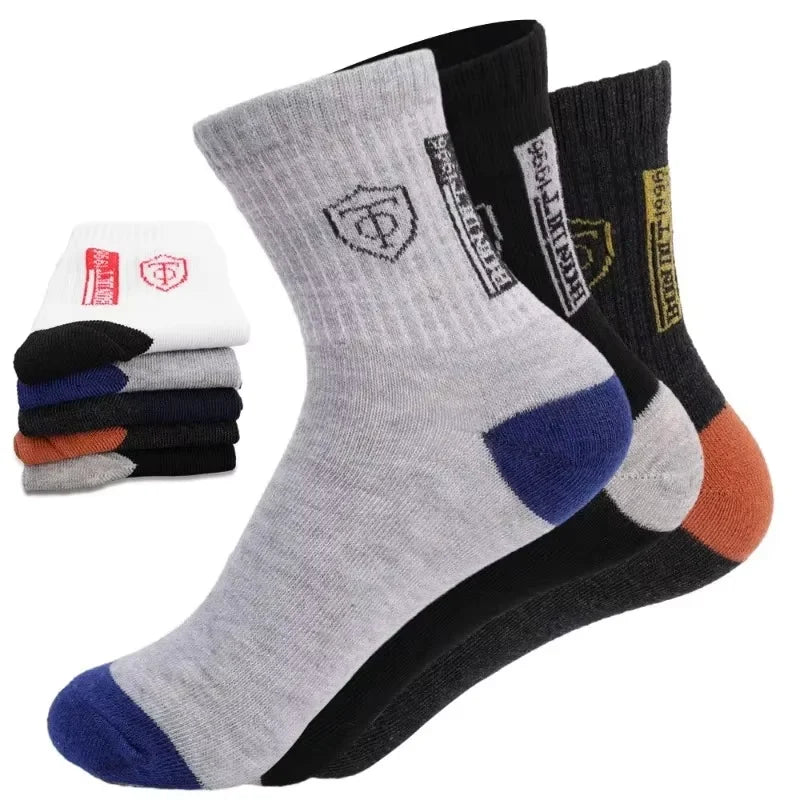 5Pairs Breathable Cotton Sports Stockings Men Bamboo Fiber Autumn and Winter Men Socks Sweat Absorption Deodorant Business Sox.