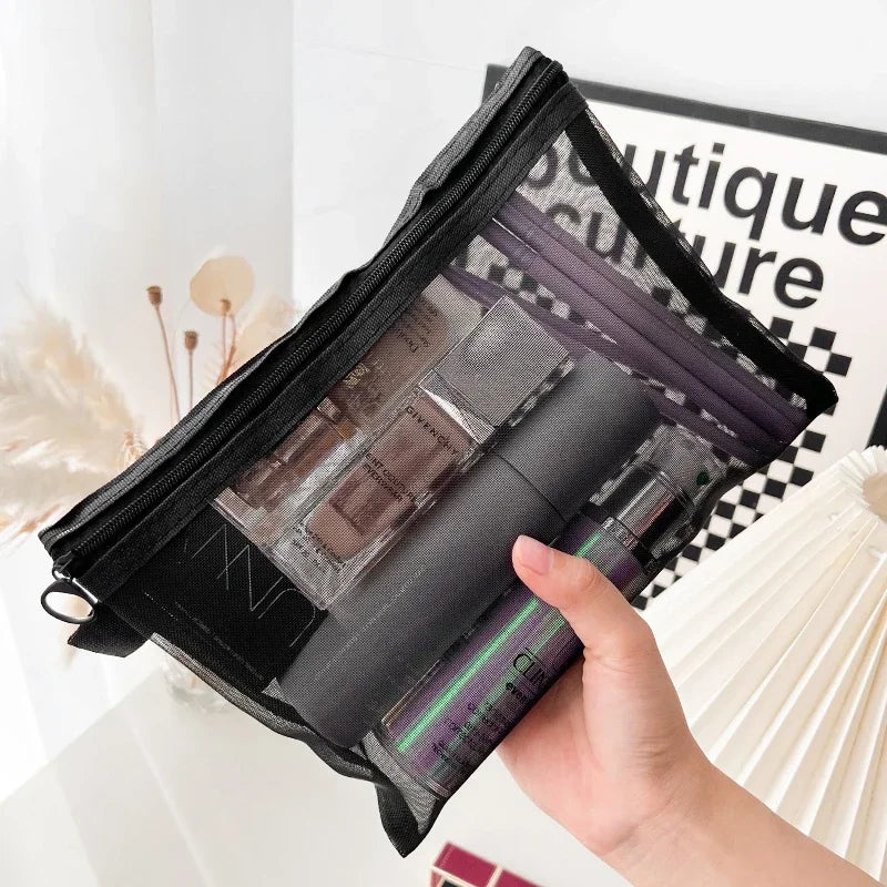 1/3pcs Mesh Clear Cosmetic Bags Small Large Black Makeup Bag Portable Travel Toiletry Organizer Case Lipstick Storage Pouch.