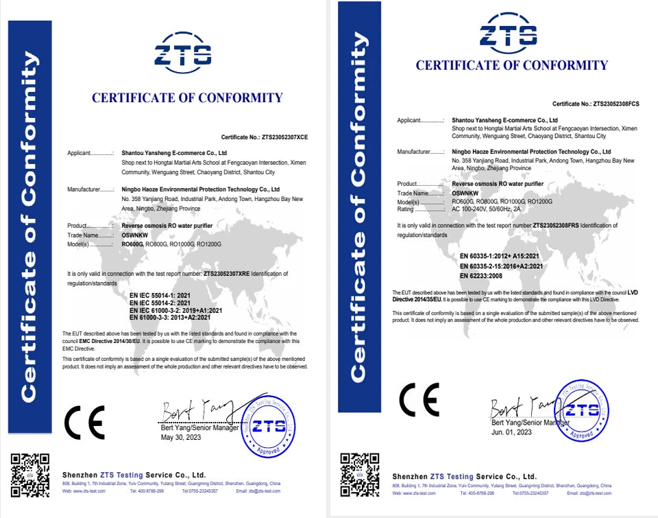 OSWNKW Reverse Osmosis Water Filtration System - 600GPD High Flow, Tankless, Reduced TDS, Compact, 1:2 Drain Ratio, Mineralized.