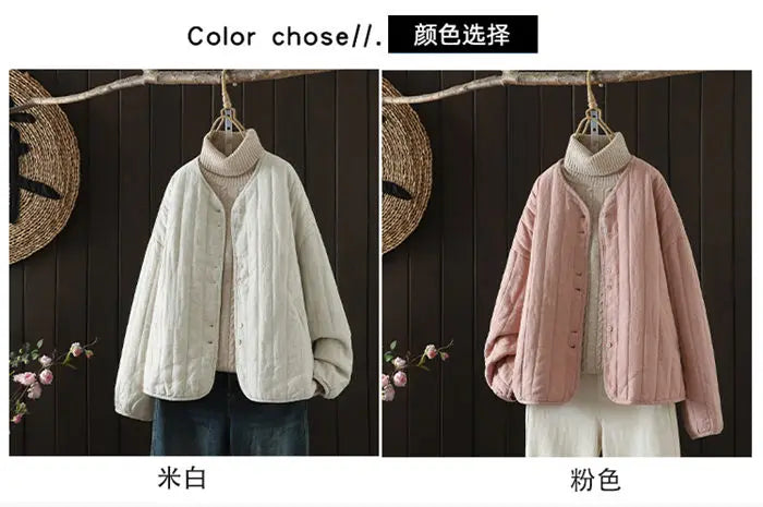 2023 Retro Kunst Winter kurze Jacke Frauen einfarbig personal isierte vielseitige lose lässige Baumwoll mantel geste ppte Tops z4260.