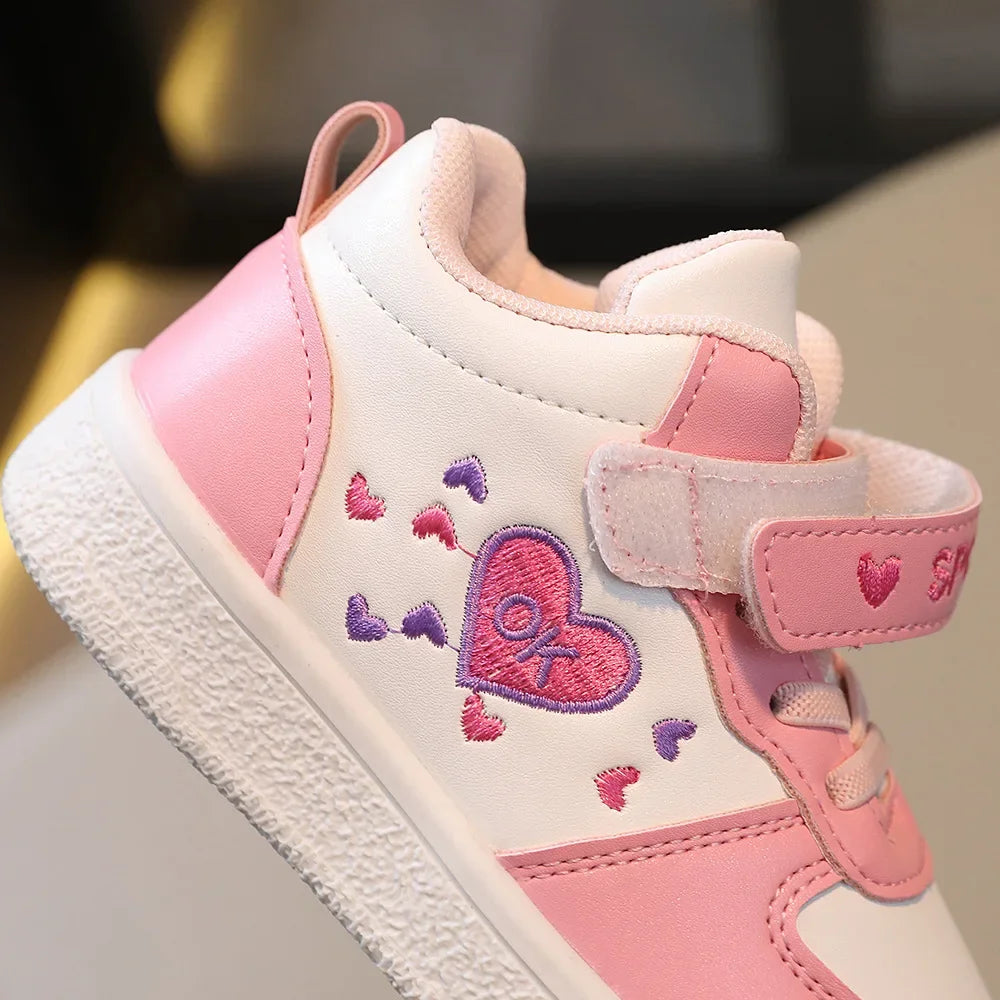 Children's Sports Shoes 2024 Spring and Autumn New Cute Girls' Sneakers Versatile Soft Breatheable Hook & Loop Fashion Kids Shoe