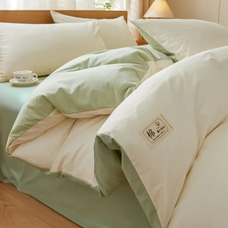 2025 new solid color matching pure cotton quilt cover bed four-piece set student dormitory 3-piece set available in all seasons