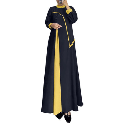 ZANZEA Women Autumn Patchwork Long Sleeve Maxi Dresses Muslim Turkey Abaya Dress Hijab Sundress Robe Femme Loose Vestidos Kaftan