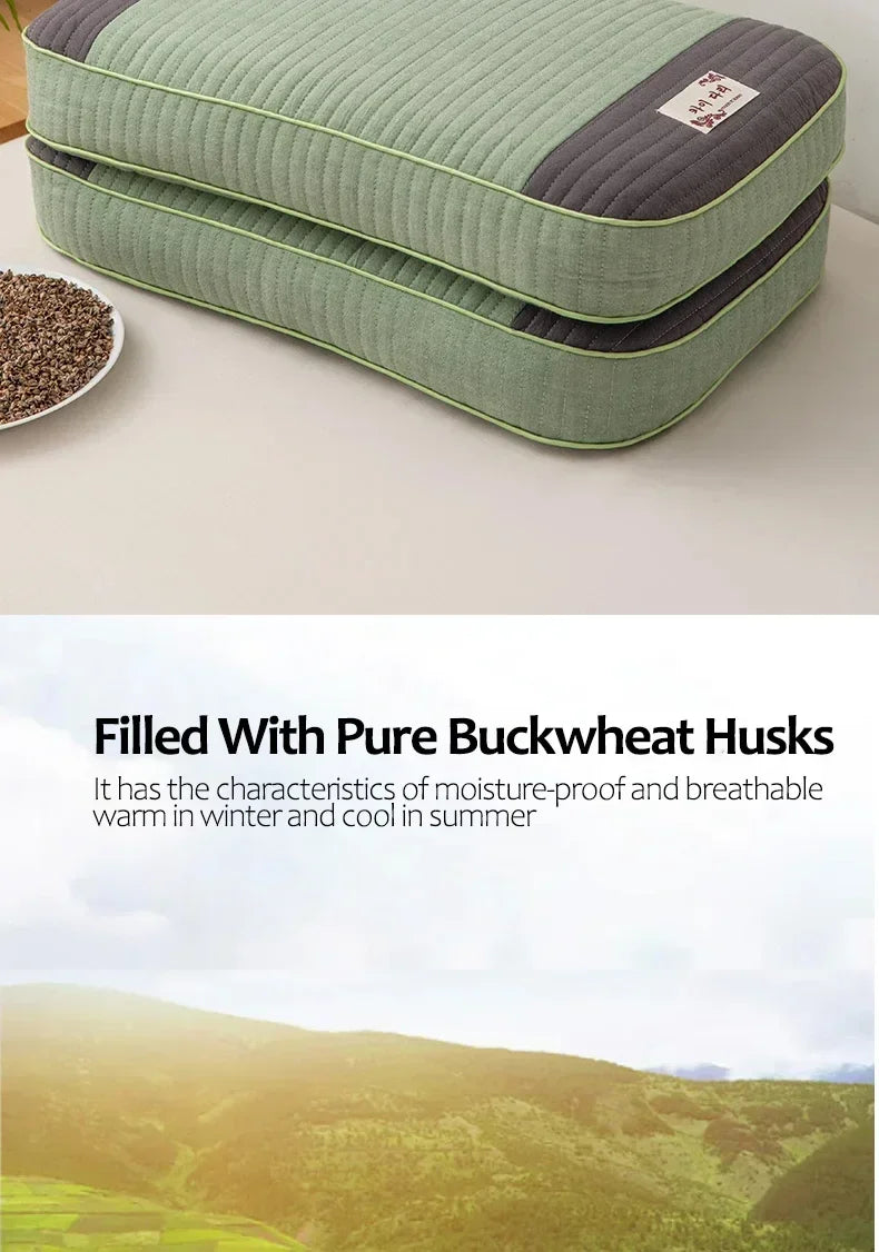 Sobakawa Traditional Buckwheat Standard Size Pillow Organic Cotton with Natural Technology for Cool Sleep Bed Sleep Pillow.