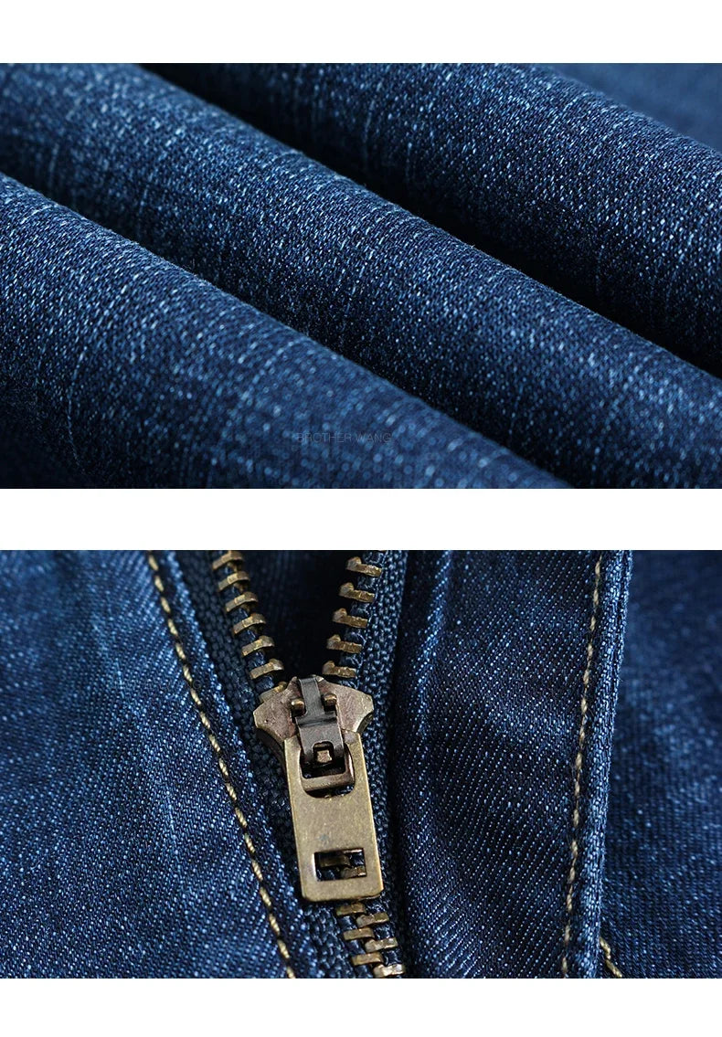 Sommer Dünne männer Gerade Jeans Klassische Schwarz Blau Stretch Casual Business Baggy Denim Hosen Männliche Marke Hosen