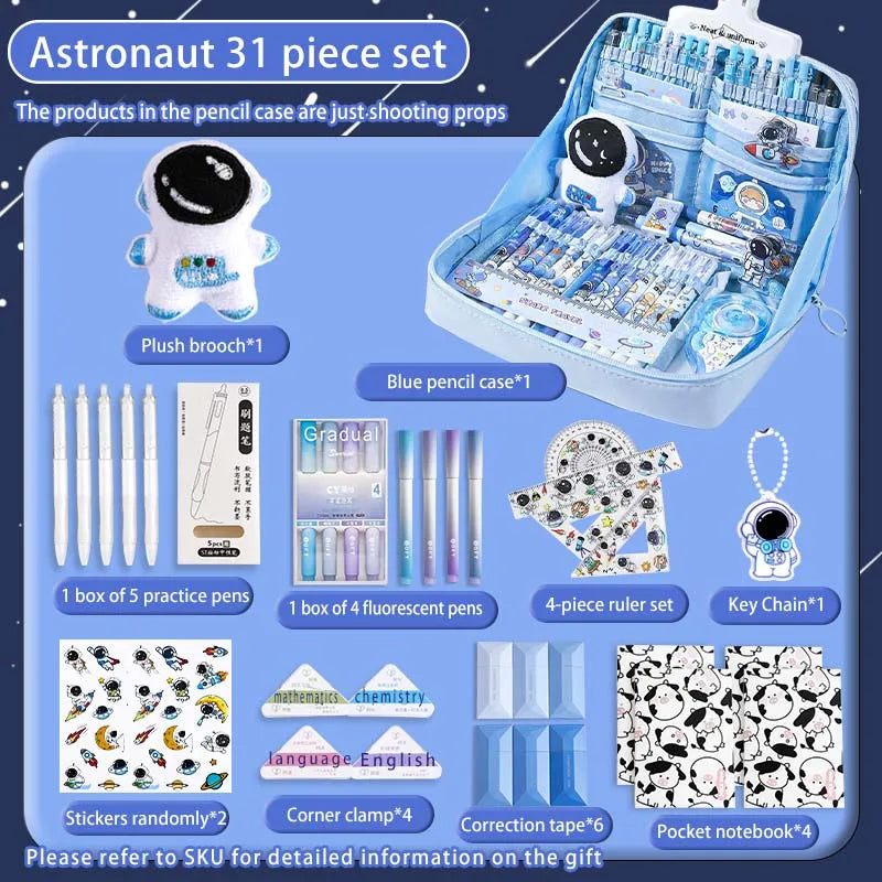 17/31 Astronauten-Federmäppchen-Set, 12-lagige Schreibwarentasche mit großem Fassungsvermögen, Kosmetiktasche, geeignet für Büro- und Schulgebrauch.