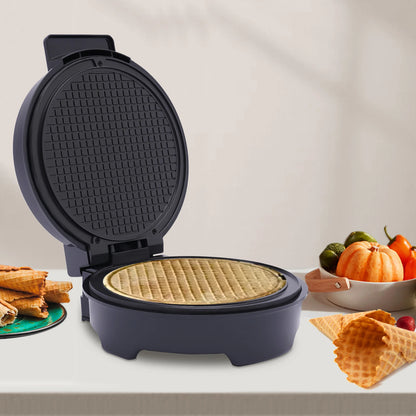 Waffle Iron 1200W Electric Waffle Cone Maker Non Stick Iron Plate Baking Mould with Anti Scalding Handle Indicator Light.