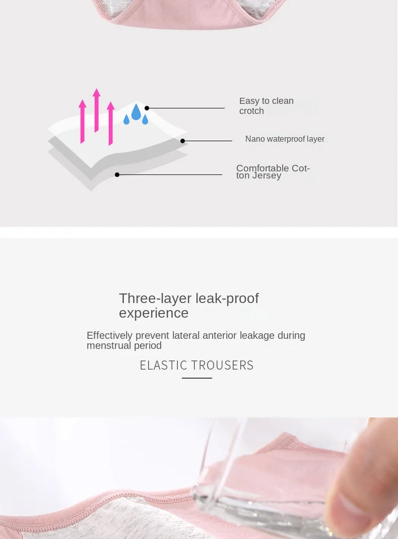 Women's menstrual briefs large flow postpartum water absorption leakproof briefs women's pure cotton menstrual briefs lingerie.