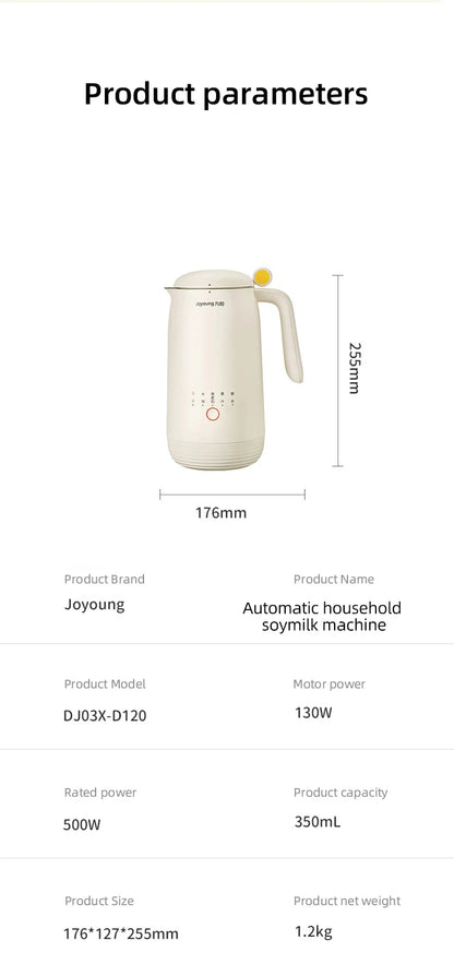 Joyoung Soy Milk Maker 2-3 People Household 350ml 220V Automatic Multi-Function Soybean Milk Machine Filter-Free Liquidificador