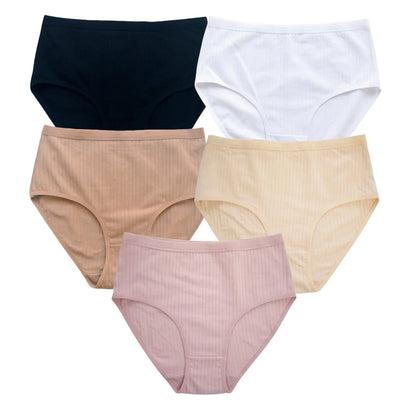 5Pcs/Set High Rise Cotton Panties Women Sexy Lingerie Solid Color Briefs Female Seamless Underwear Comfort Intimates.