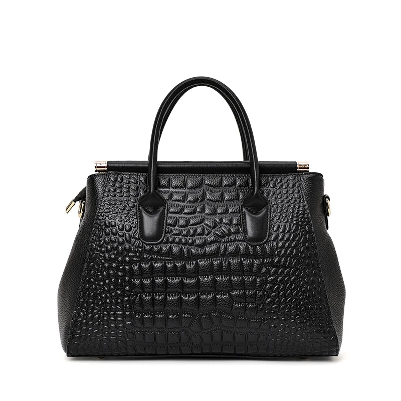 Aidrani Genuine leather women's handbag, fashion crocodile pattern design, high-end luxury cowhide bag large capacity.