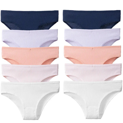 BZEL 10PCS/Set Women's Panties Sexy Breathable Underwear Comfortable Lingerie Cotton Striped Briefs Fashion Cozy Underpants Sale