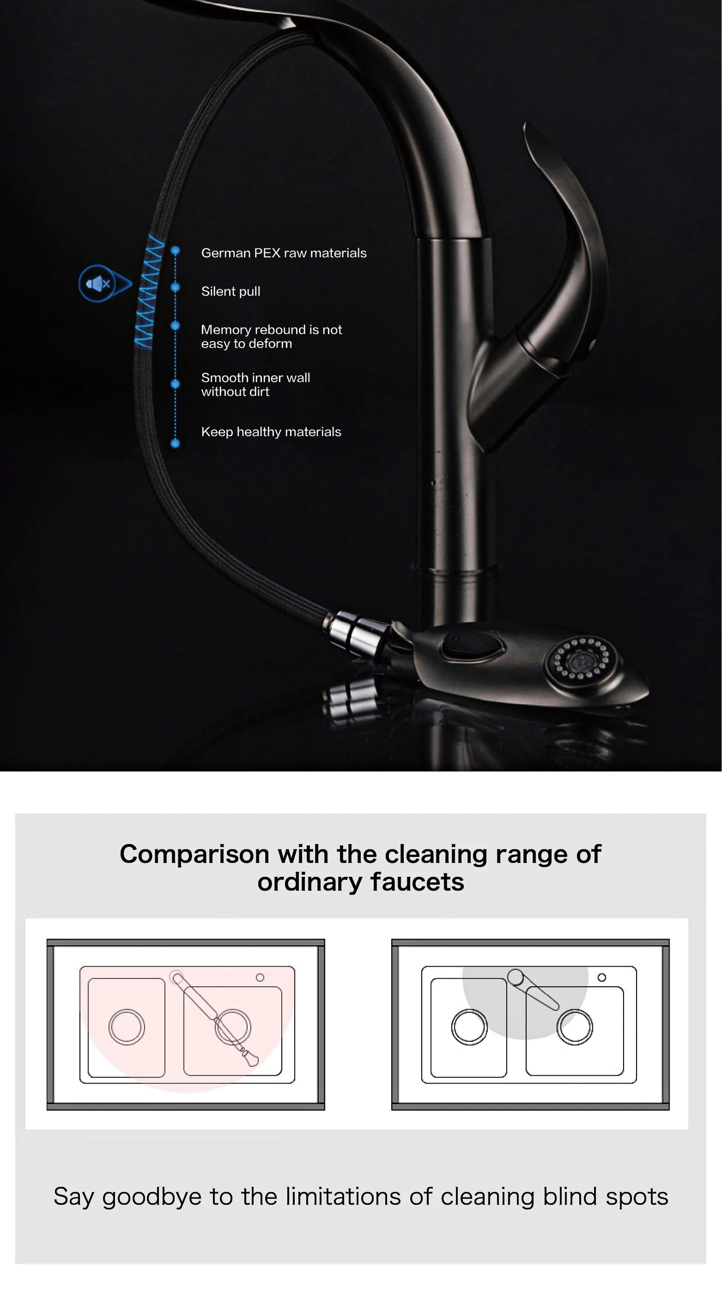 Luxury brass gold touch switch kitchen faucet pull-out design 1 hole single handle hot and cold water sink 2 function Mixer