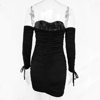 Arctic Cat Frauen Herbst Winter Verband Kleid Frauen 2022 Sexy Off Schulter Lange Hülse Dünne Elastische Bodycon Party Kleider Vestidos