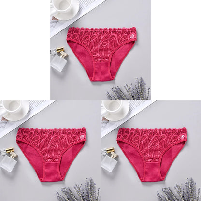 3PCS Cotton Solid Color Women's Panties Breathable Skin-friendly Women's Underwear Home Comfortable Soft Sexy Ladies' Lingerie.