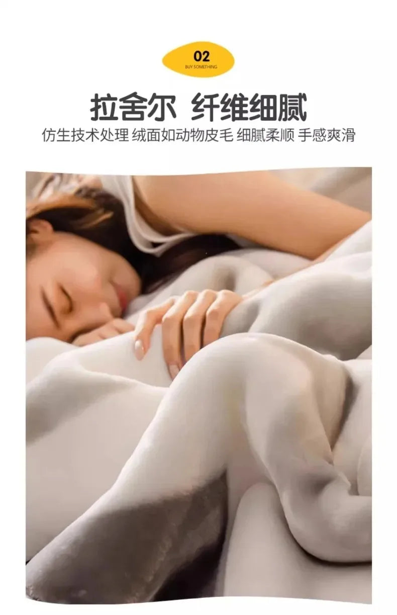 Modern Geometric Cartoon Printed Bedroom Blanket Coral Fleece Dormitory Quilt Thicking Double Layer Multi Purpose Bedding Sheets.