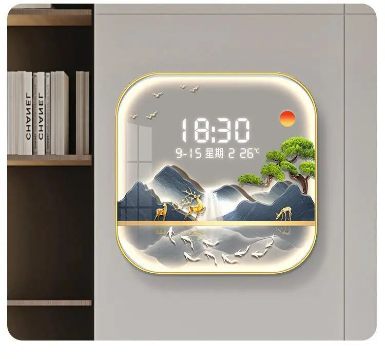 Wanduhr Digital anzeige stille Temperatur Uhr Quadrat Wohnzimmer Home Schlafzimmer Esszimmer Wandmalerei