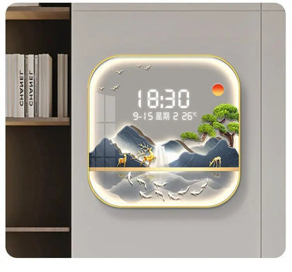 Wanduhr Digital anzeige stille Temperatur Uhr Quadrat Wohnzimmer Home Schlafzimmer Esszimmer Wandmalerei