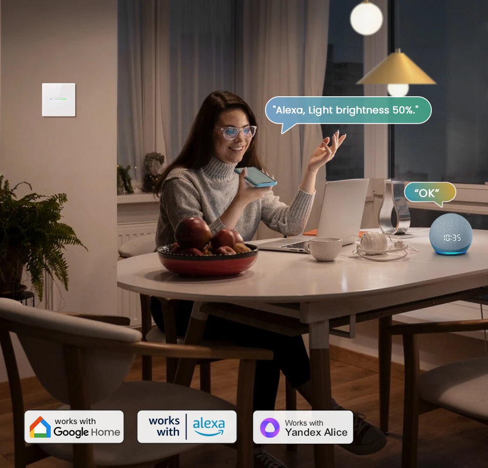 AVATTO Tuya WiFi Smart Dimmer Schalter EU 1/2 Gang Touch Licht Schalter Glas Panel APP Fernbedienung Funktioniert Mit Alexa Google hause.
