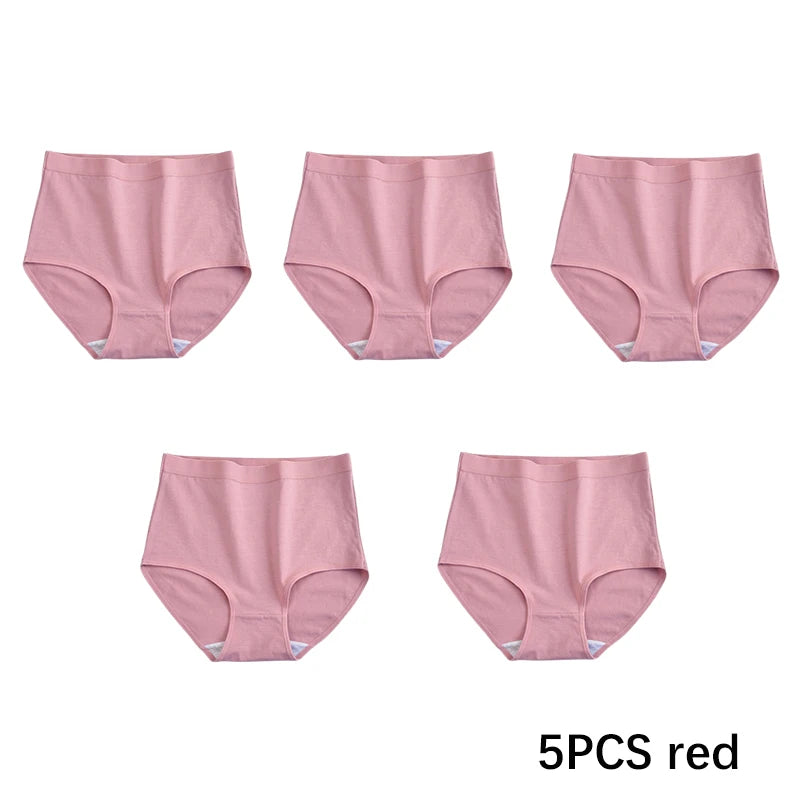 FallSweet 5PCS/set Women’s Cotton Panties Seamless Plus Size Briefs Solid Underwear Soft Breathable Underpants Female Lingerie.