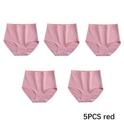 FallSweet 5PCS/set Women’s Cotton Panties Seamless Plus Size Briefs Solid Underwear Soft Breathable Underpants Female Lingerie.