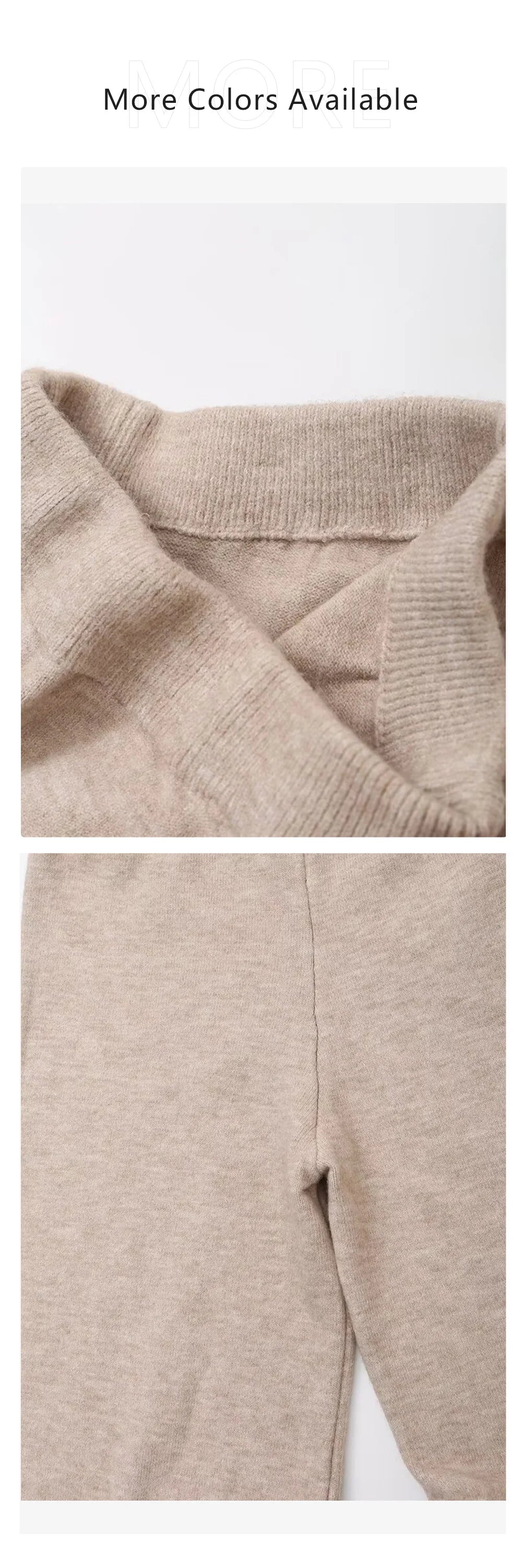 2024 autumn new women's clothing style fashionable European and American style knitted lace up cardigan top and pants set.