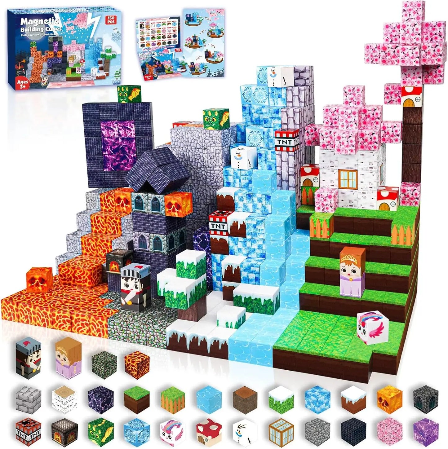 100-300pcs 2CM Magnetic blocks Cubes Set Toys Stem Montessori Stacking Cubes Construction Set Magnet blocks toys Christmas Gift