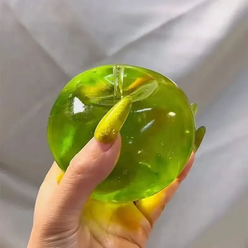 Squishy Green Apple Stress Ball Soft Fidget Sensory Toy for ADHD Autism Slow Rebound Squeeze Toy for Adults Kids Christmas Gift.