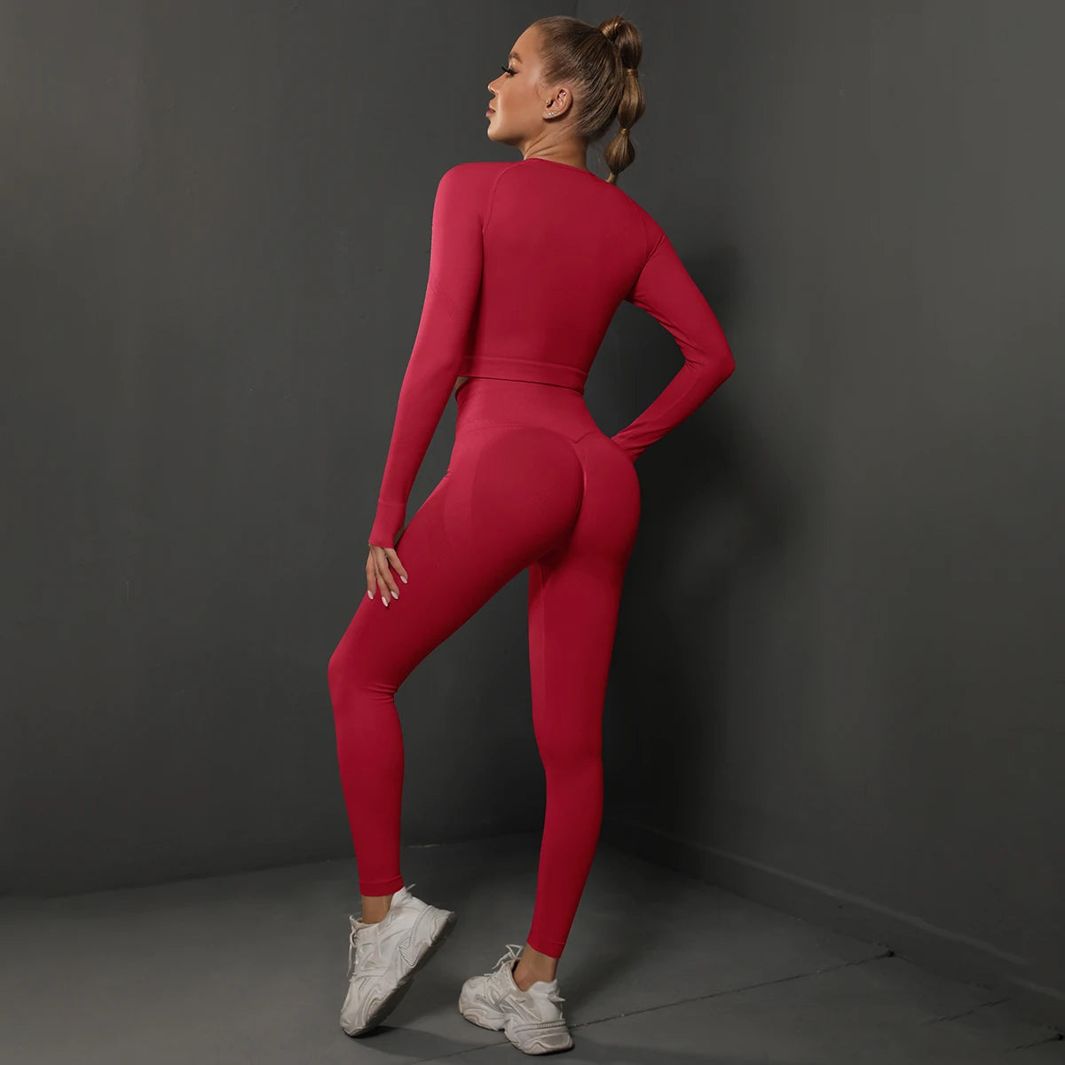Seamless Yoga Set Crop Top High Waist Leggings Suits Women High Quality Workout Fitness Sportswear Two Piece Set For Women.