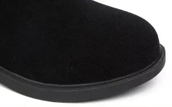 2025 New Women Warm Snow Plush Boots Snow Casual Flat All-match Cotton Fashion Side Zipper Winter Shoes Thigh High Boot Black.