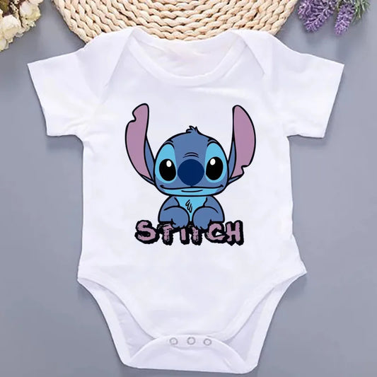 Sommer-Babykleidung mit Kawaii-Stich-Aufdruck, 100 % Baumwolle, Neugeborenen-Bodys und Einteiler für Jungen und Mädchen.