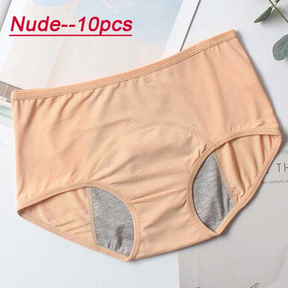 10pcs Leak Proof Menstrual Panties High Waist Women Period Underpants Plus Size 8XL Physiological Waterproof Briefs Wholesale