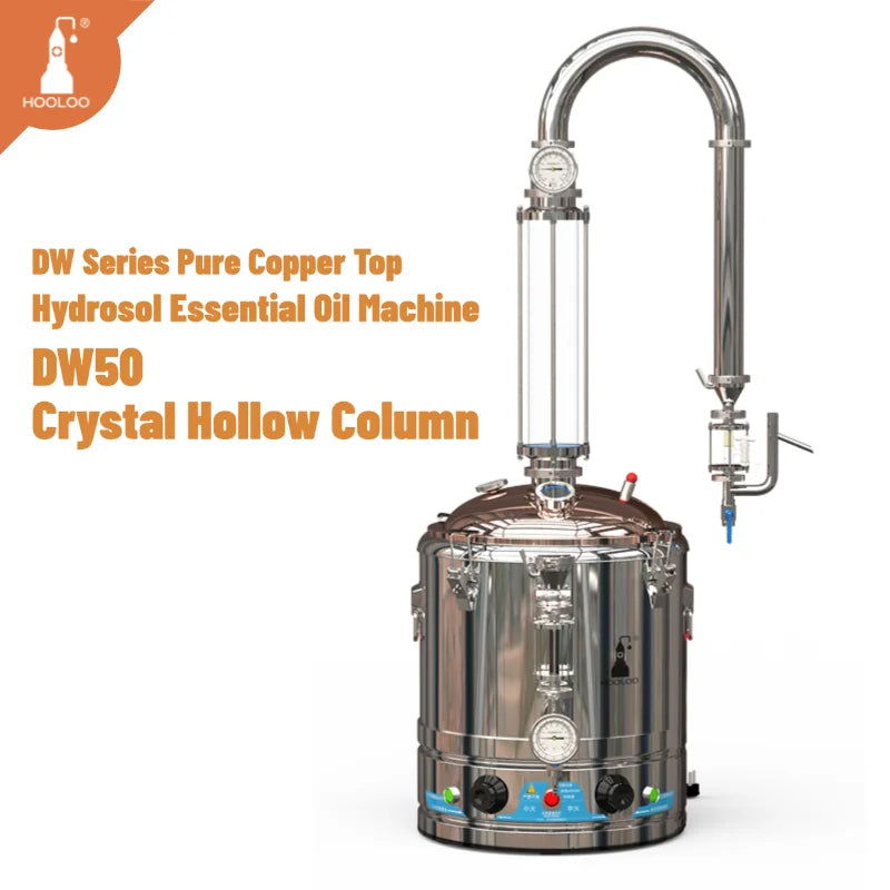 HOOLOO DW 25/50 Distiller Home Copper Still Hydrosol & Essential Oil Extractor Distillation Kit Multifunctional Distiller.
