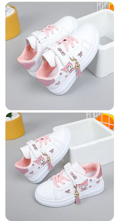 2025 Children's Little White Shoes Girls' Student Flat Bottom Casual Sports Shoes Low Top Spring Korean Plate Shoes