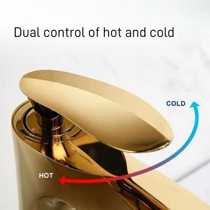 Golden Maple Leaf Basin Faucet For Hot And Cold Water Household Use Raised Washbasin Countertop Basin Single Hole Faucet