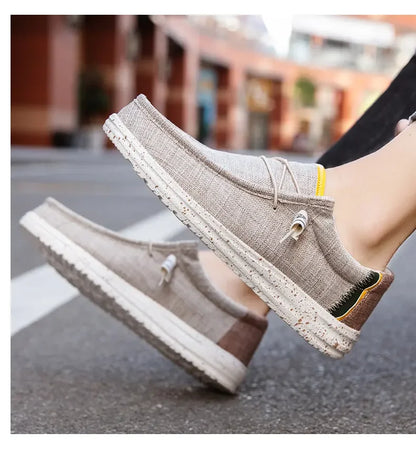 Men's Loafers Designer Slide in Low Cut Sneakers Casual Boat Shoes Comfortable Walking Flat Shoes Breathable Canvas Shoes 2025