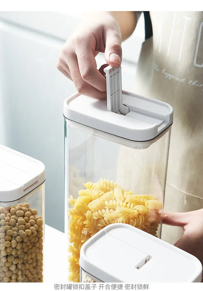 Clear Food Grade Plastic Storage Jar Airtight Seal for Kitchen Snacks Cereals Beans Kitchen Storage Organizer Kitchen Storage.
