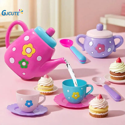 1 Set Plastic Teapot Teacup Food Pretend Play Toy Kids Simulation Tea Kit Kitchen Afternoon Tea Toys For Boy Girl Birthday Gift.