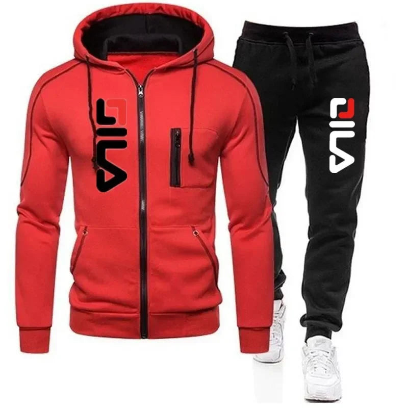 New autumn and winter sweatshirts, casual and fashionable sportswear sets, outdoor zippered sweatshirts + sweatpants, hooded cas.
