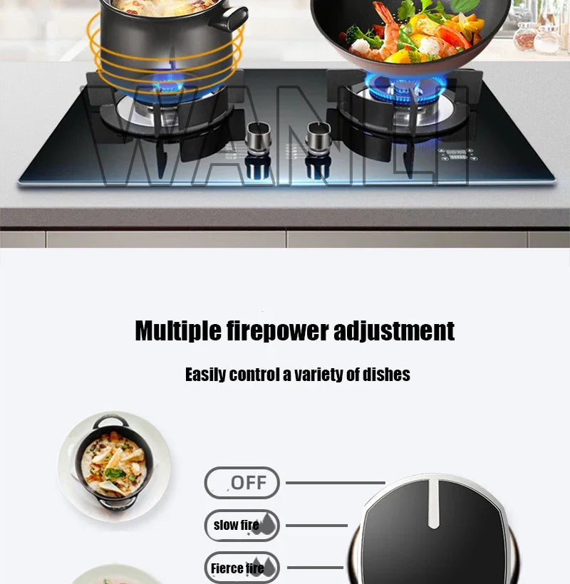 DC330 Gas Stove Household Desktop Embedded Double Stove Natural Gas Liquefied Gas Stove/Toughened Glass Panel.