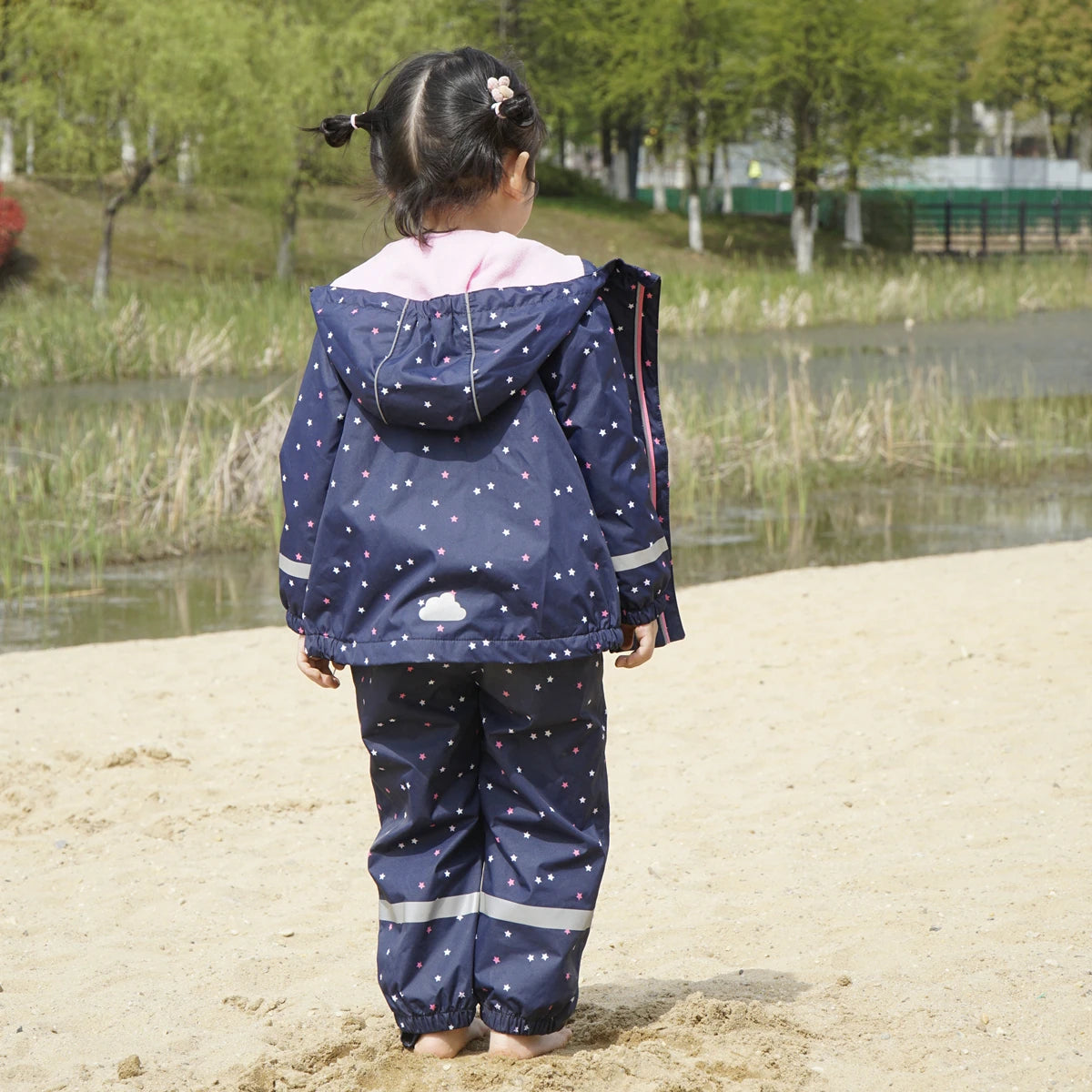 HONEYKING Children's Clothing Sets Raincoat Suit Baby Waterproof Overalls Pants Girls Jumpsuit For Kids Jacket And Trousers Set.