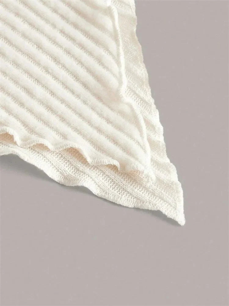 Women Solid Autumn Winter Grunge Asymmetrical Neck Rib-knit Tee Strapless Blouse Long Sleeve Casual Sweater Handkerchief Hem.