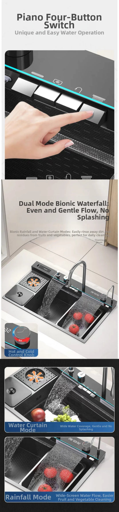 spülbecken küchen new design High-end kitchen sink Knife holder with integrated whale-shaped faucet storage trash can 82*48cm